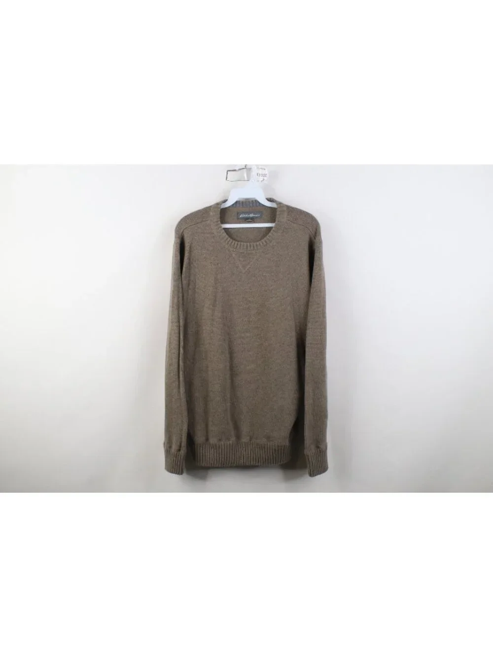 Vintage Y2K Eddie Bauer Mens Large Faded Blank Cotton Knit Crewneck Sweater - Picture 1 of 9